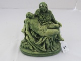 La Pieta Antique Green Patina Plaster Statuette