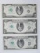 Three 1976 $2 Notes Green Stamp Seal