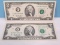 2 Collectible $2 Bills All Green Stamped Series 1995