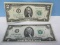 2 Collectible $2 Bills Green Stamped Series 1976