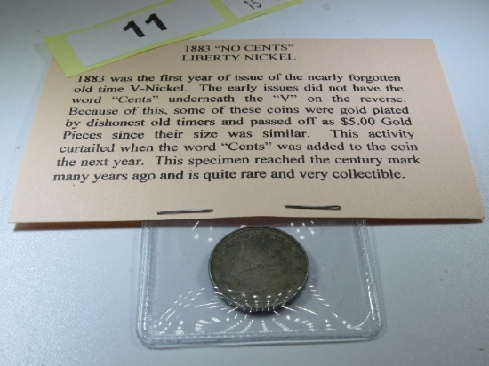 1883 "No Cents" Liberty Nickel