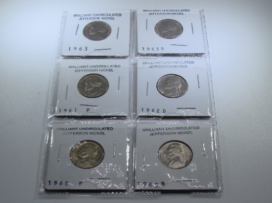 6 Brilliant Uncirculated Jefferson Nickels