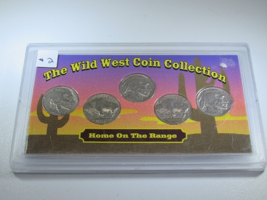 The Wild West Coin Collection 5 Buffolo Cents