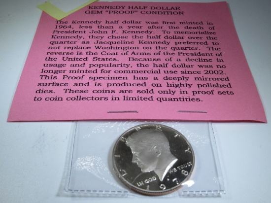 Kennedy Half Dollar Gem "Proof" Condition 1978-S