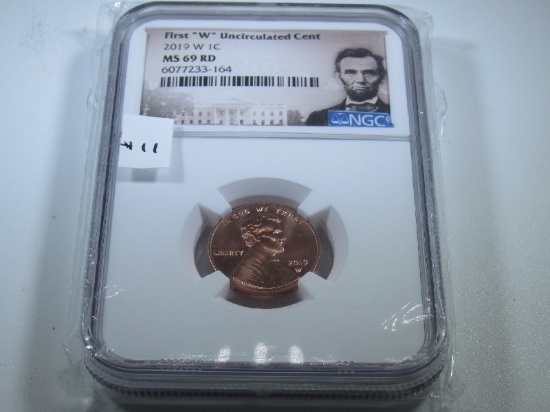 First "W" Uncirculated Cent 2019 W 1C In Case