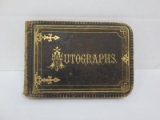Very Cool Antique 1880's Era Autograph Book Leather Back Gilted Trim/Lettering