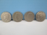 4 Eisenhower One Dollars Coins, Two 1971-D, Two 1972-D