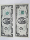 Two 1976 $2 Notes Green Stamp Seal