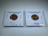 2 Brilliant Uncirculated Old Wheat Cents 1956-P, 1958-P