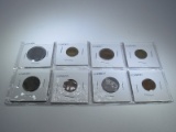 8 Foreign Coins Pesos, Kuwat, Italian, Rupee, British, Hong Kong, Etc.