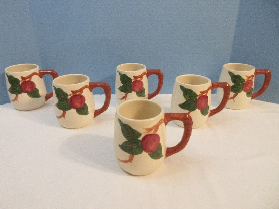 Set - 6 Franciscan Earthenware Apple Pattern 4 1/4" Grand Mugs