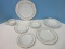 7 Pieces - Noritake Fine China Park Lane Pattern Gold Scrolls Aqua Leaves Design Dinnerware