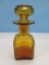 Studio Art Glass Amber Hand Blown Scent Bottle 6 1/4