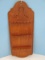 Vintage Wooden Wall Mount Spoon Rack Display Carved Pineapple & Trim Design