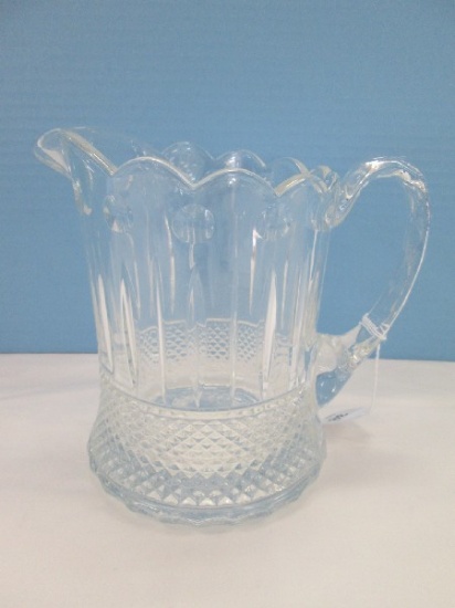 Striking Lead Crystal 7" Pitcher Cut Dots & Vertical Lines Design