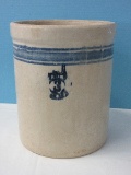3 Gallon Pottery Stoneware Storage Crock Vessel w/ Cobalt Illegible Stamp Mark