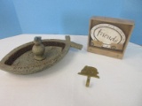 Group - Brass Rabbit Figure Wall Décor Hook, Heart Notes Mini Plate w/ Stand by Carson NIB