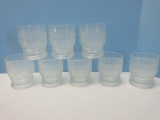 Set - 8 Heavy Pressed Glass 4 1/8