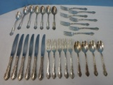 29 Pieces - Reed & Barton Dresden Rose Pattern Silverplate Flatware Glossy Finish