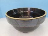 Early Stoneware Kitchen Large Mixing Bowl Brown Glaze Finish