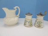 3 Pieces - Lenox China Pair Shakers Tree Floral Base Pattern Gold Trim 4