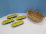 Set - 4 Le Crueset Stoneware Sweet Yellow Corn Dishes Fennell Corn/Dijon Yellow