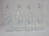 Set - 4 Glass Greenville Water Resalable Bottles w/ Wire Lock Caps