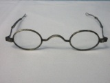 Antique Wire Frame Straight Eared Reading Spectacles Eye Glasses w/ Adjustable Temples