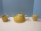 5 Piece - Studio Nova Stoneware Samba Yellow Pattern Yellow w/ Brown Design Teapot