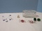 Lead Crystal Diamond Pattern Trinket Box w/ Novelty Glass Olives