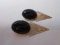 Pair - Contemporary Modern Black Onyx Cabochon Triangle Dangling Pierced Earrings