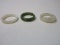 Collection 3 Rings Jade 8 1/4, 2 Carved Mother of Pearl