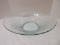 Teal Studio Art Glass Modernist Scrollwork Relief Design Console Center Bowl Flared Rim