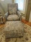 Exceptional Thayer Coggin Arm Lounge Chair & Matching Ottoman Foliate Design