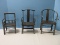 Collection 3 Cast Iron Ming Dynasty Style Chinese Décor Chairs