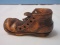 Amazing Hand Carved Wooden Shoe Incredible Detail Attributed to Artisan Art Stuart
