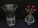 Simply Elegance Crystal Studio Art Glass Flared Rim Cylinder Vase