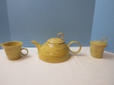 5 Piece - Studio Nova Stoneware Samba Yellow Pattern Yellow w/ Brown Design Teapot