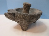 Amazing Figural Pig Molcajete Stone Mortar & Pestle Salsa/Guacamole