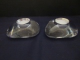 Pair - Orrefors Sweden Crystal Lightstone Votive Tealight Candle Holders