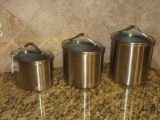 6 Piece - Set Calphalon Stainless Steel Contemporary Style Oval Design Brushed Finish Canisters