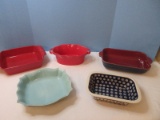 5 Various Stoneware Casserole Baking Dishes Chantal Talavera Collection 2qt Red