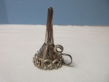 Stamped 925 Sterling Mexico Embossed Flowers & Relief Scrollwork Mini Funnel