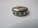 Unmarked Sterling Southwestern Design Turquoise Band Ring