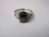 Traditional Sterling Ring w/ Black Faceted Stone Signet Style