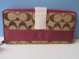 New Coach Legacy Signature Collection Ladies Maroon Checkbook Wallet Billfold