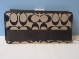 New Coach Legacy Signature Collection Ladies Black Checkbook Wallet Billfold