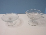 2 Pieces - Elegant Glass Heisy Orchid Etched Orchid Pattern Nut Dish 4 3/4