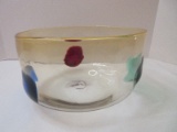 Scarce Find Signed Hand Blown Blenko Glass Kaleidoscope Collection Console Bowl