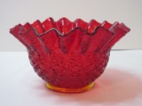 Vintage Ruby Pressed Glass Daisy & Button Pattern Footed 6 1/4